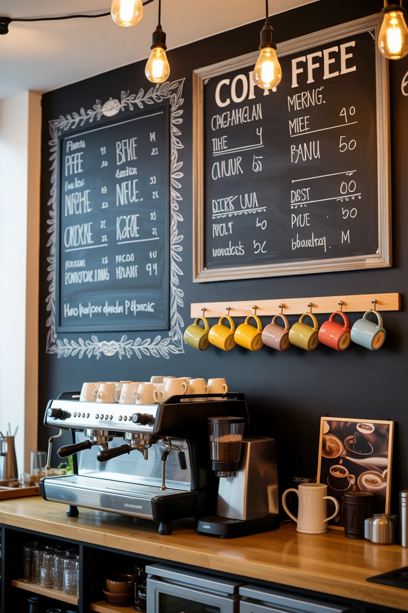 chalkboard wall coffee station