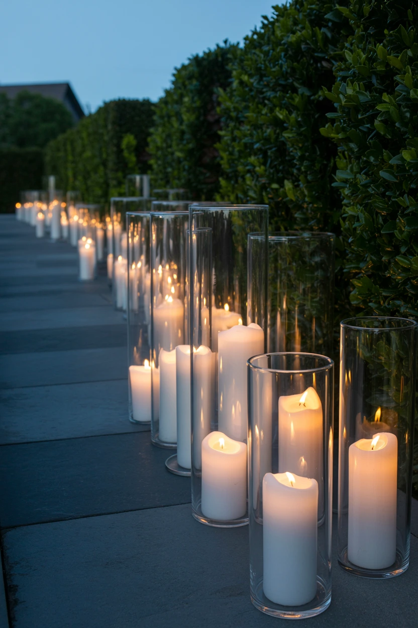 candlelit pathway markers