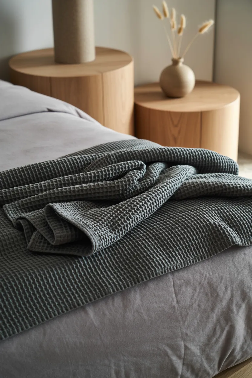 layered waffle blankets