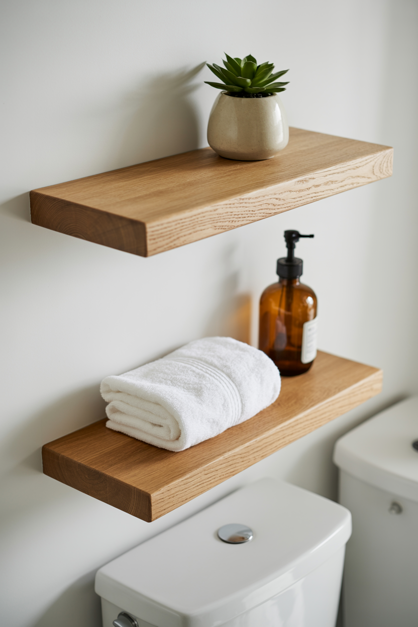 floating wood shelving
