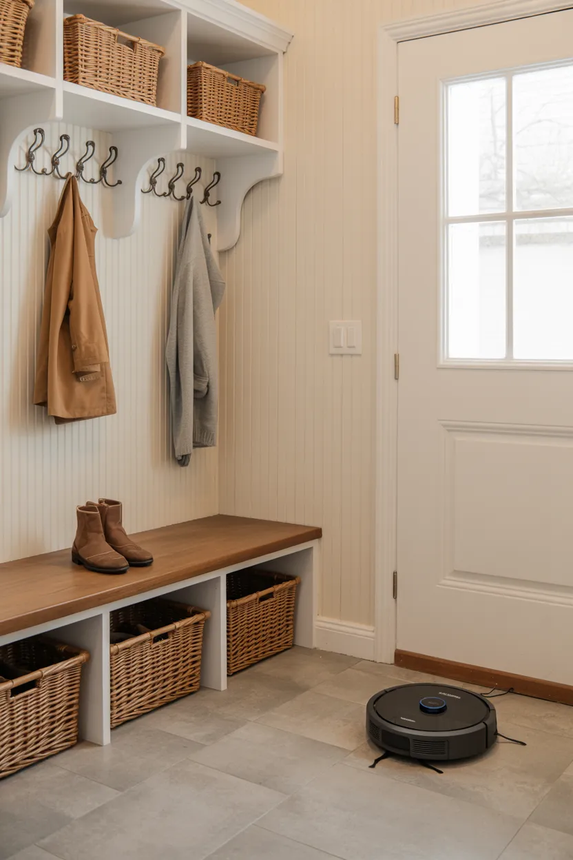 modern mudroom setup