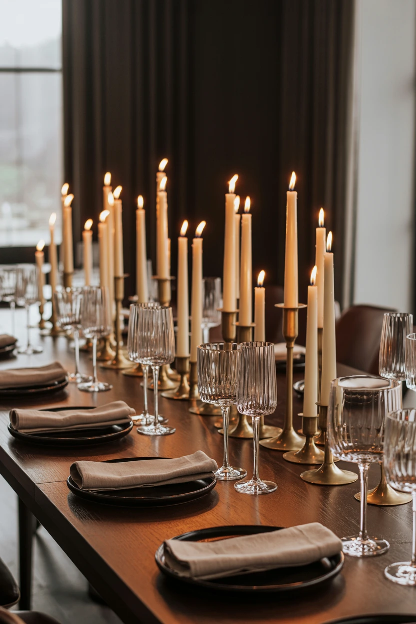brass candleholder dining setups