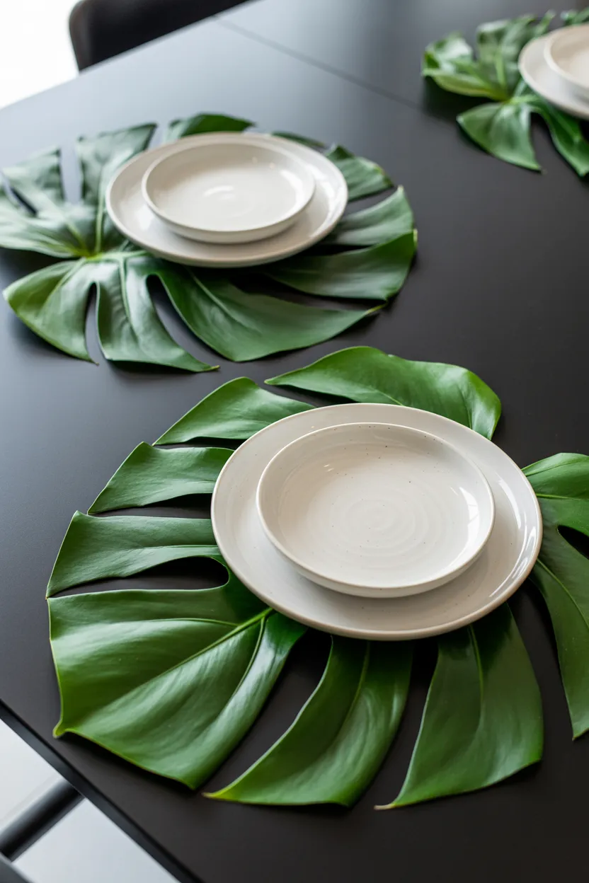 monstera leaf placemats