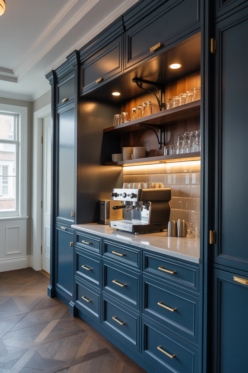 transitional butler pantry bar