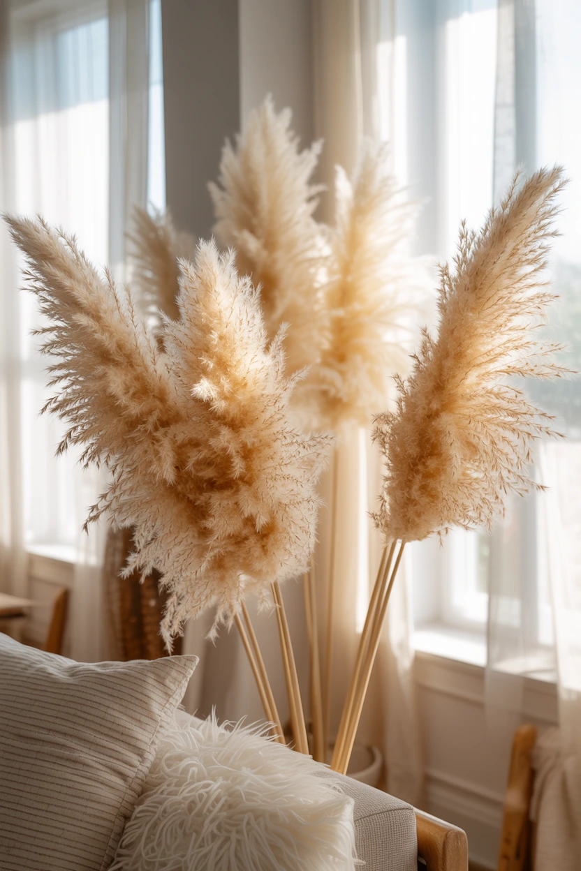 dried pampas grass vases