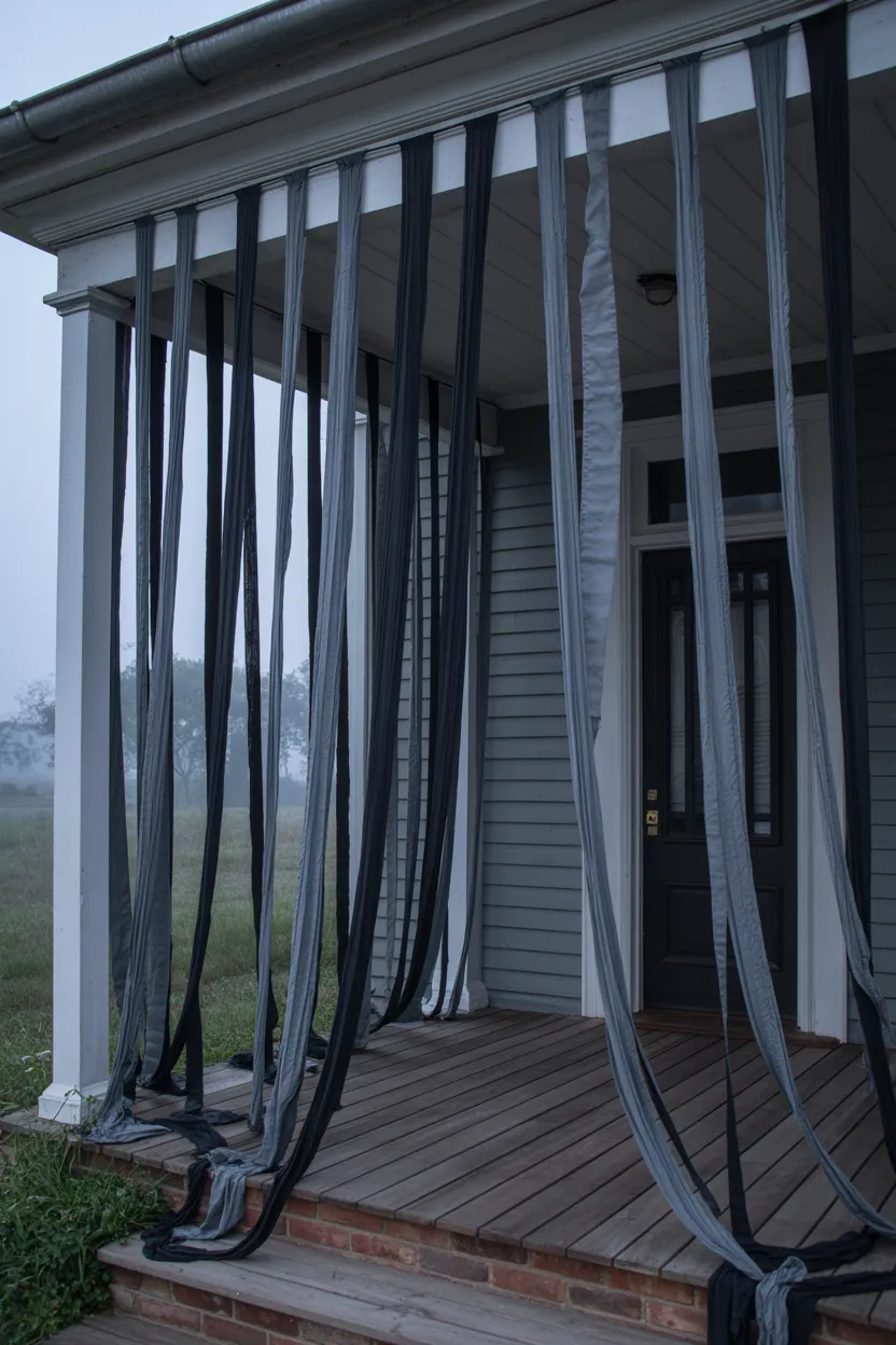 distressed cheesecloth drapes