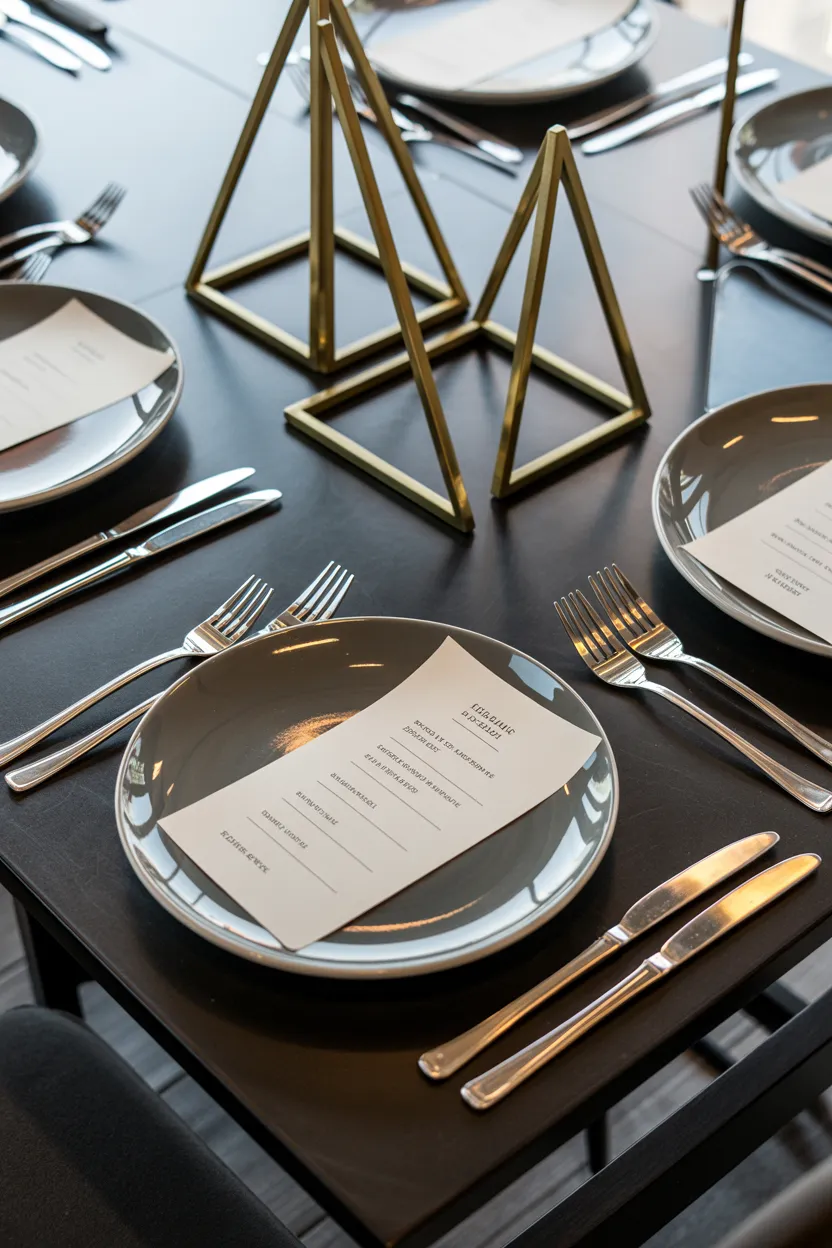 brass geometric menu clips