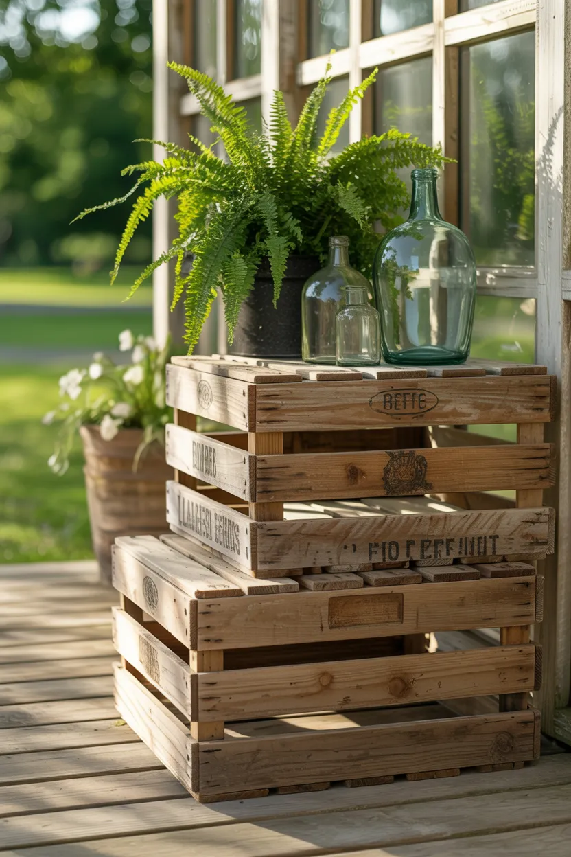 rustic wooden crates