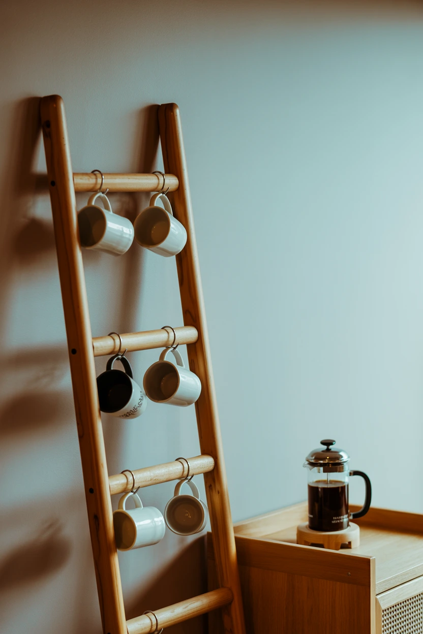 vertical ladder mug rack