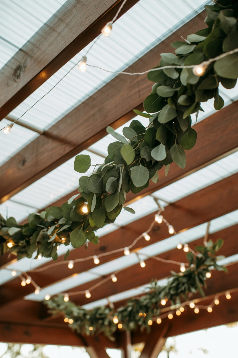 overhead eucalyptus garlands