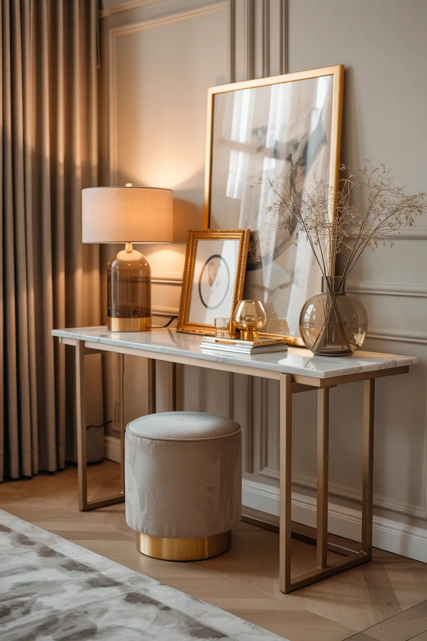 marble top slim console