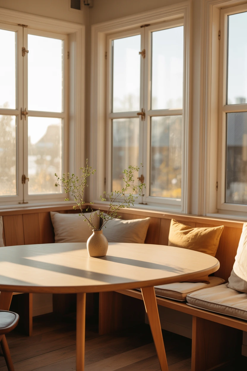 sunlit dining corner layout