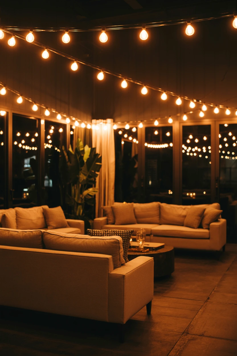 ambient bistro string lighting