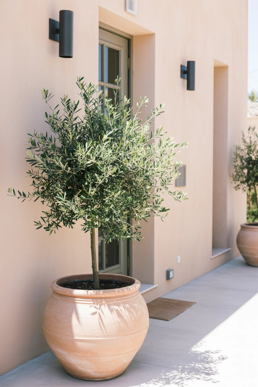 potted olive trees