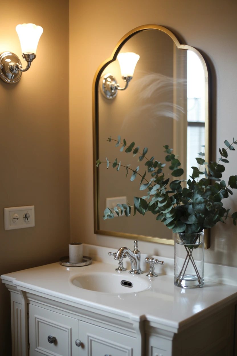 brushed brass arch mirror