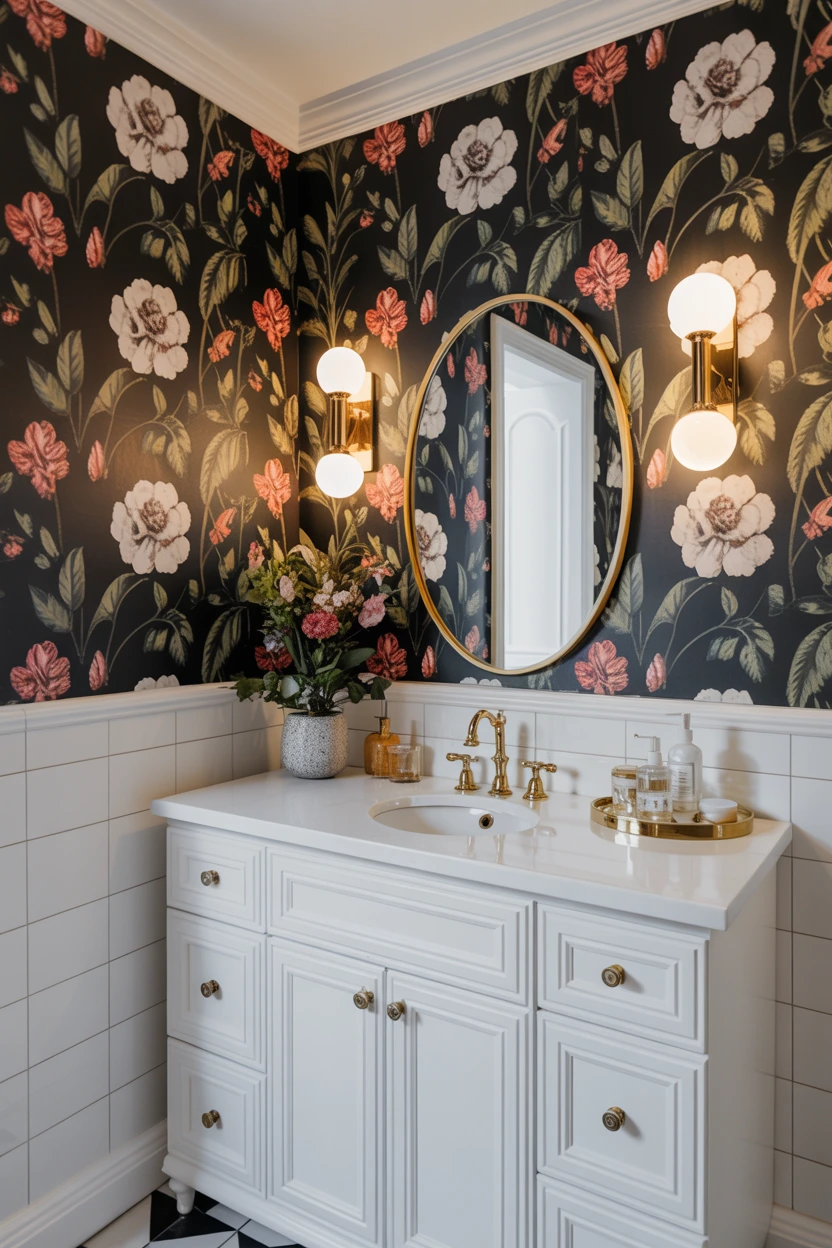 statement floral wallpaper design