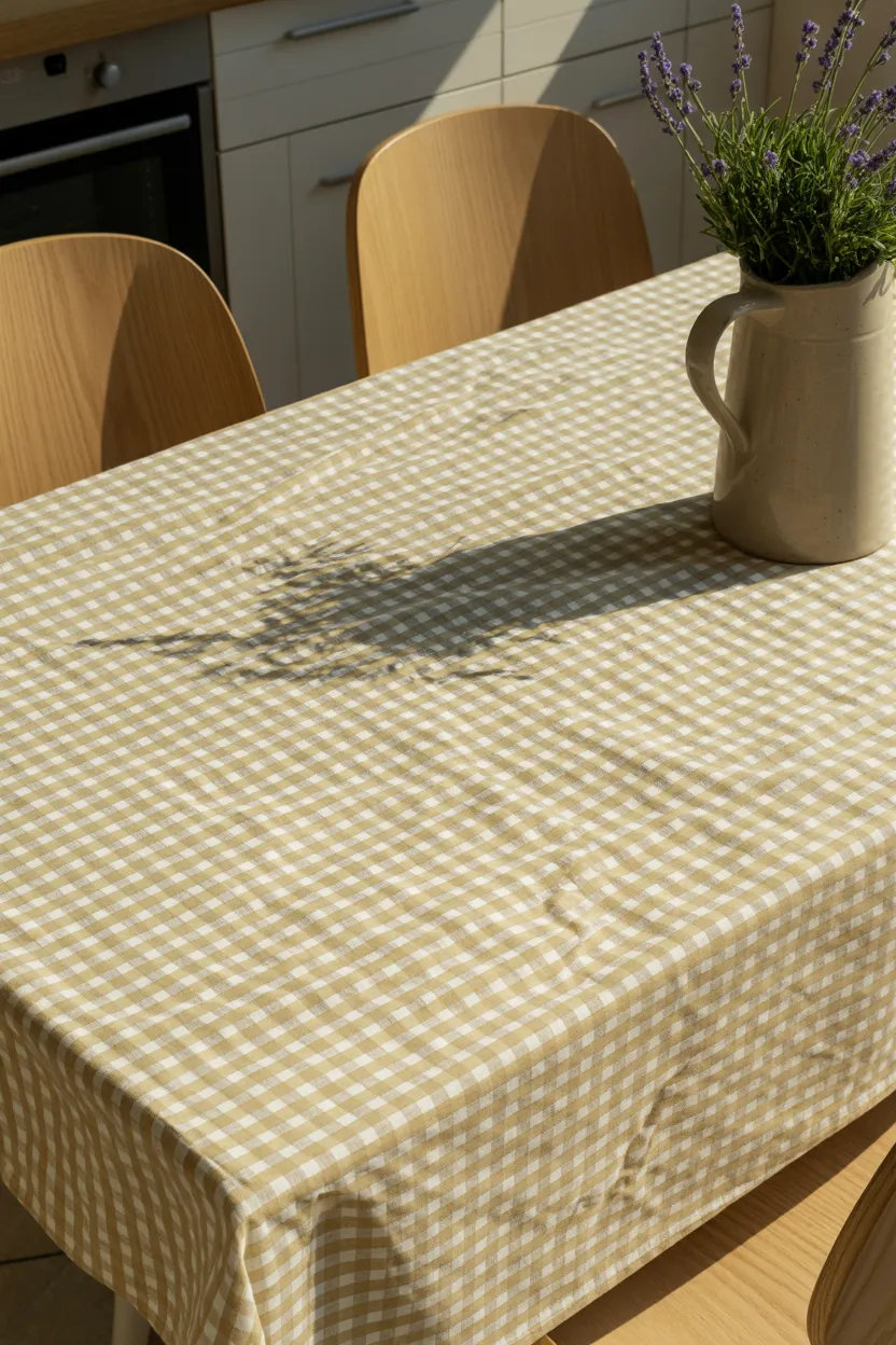 gingham patterned linens