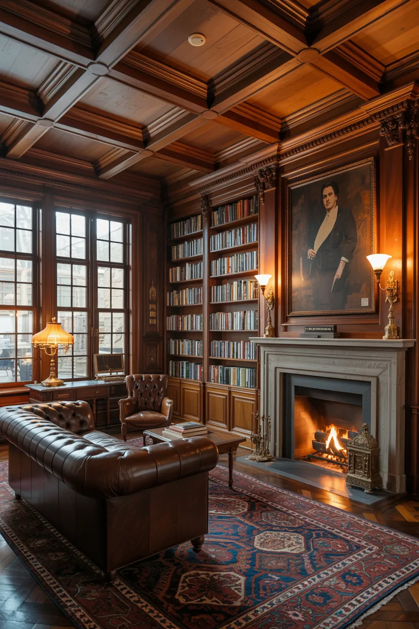 coffered wood panels