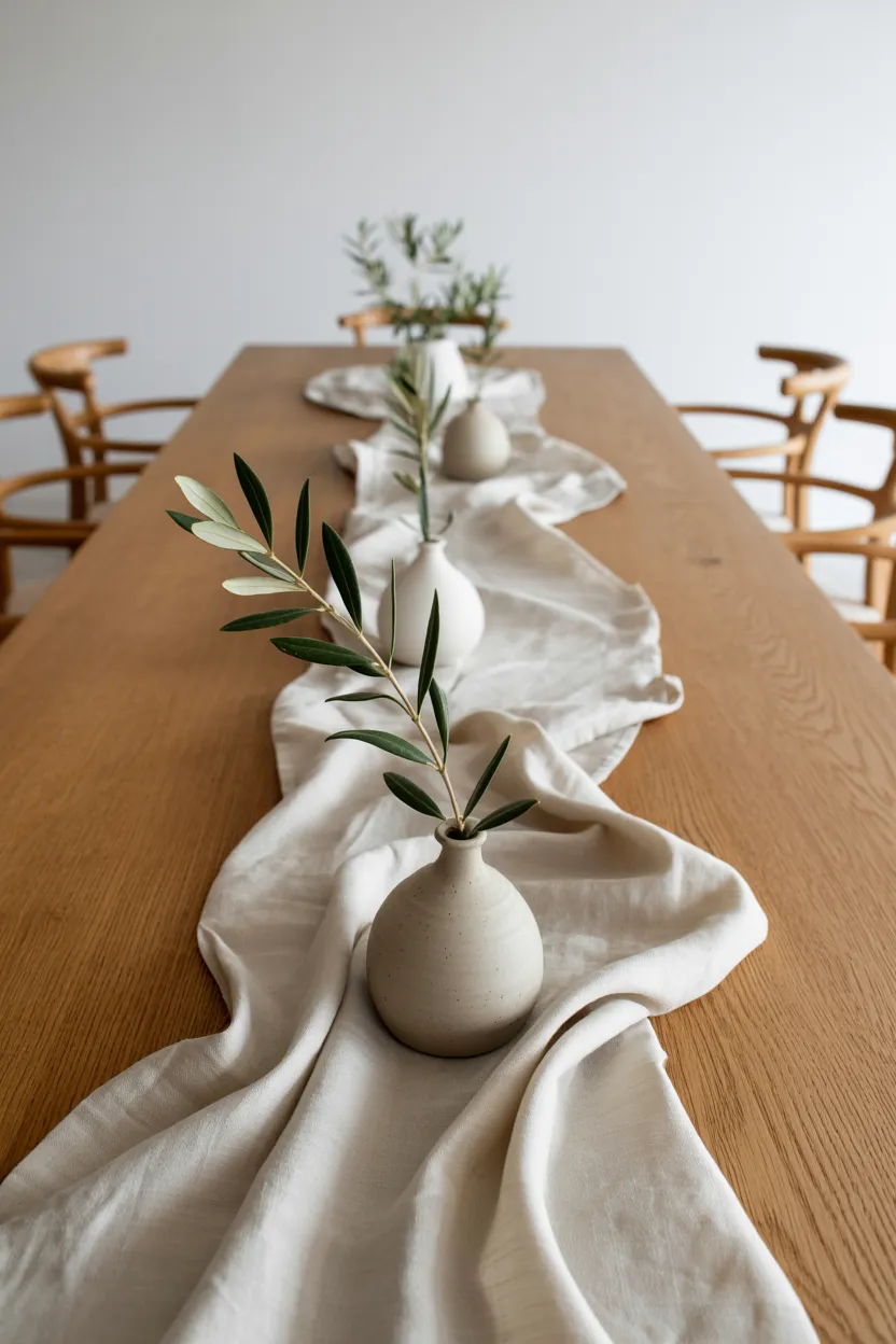 muted linen table runners