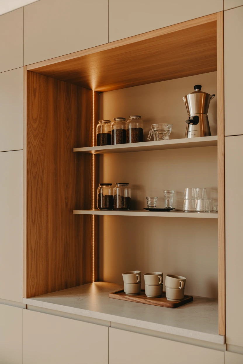 recessed wall coffee bar
