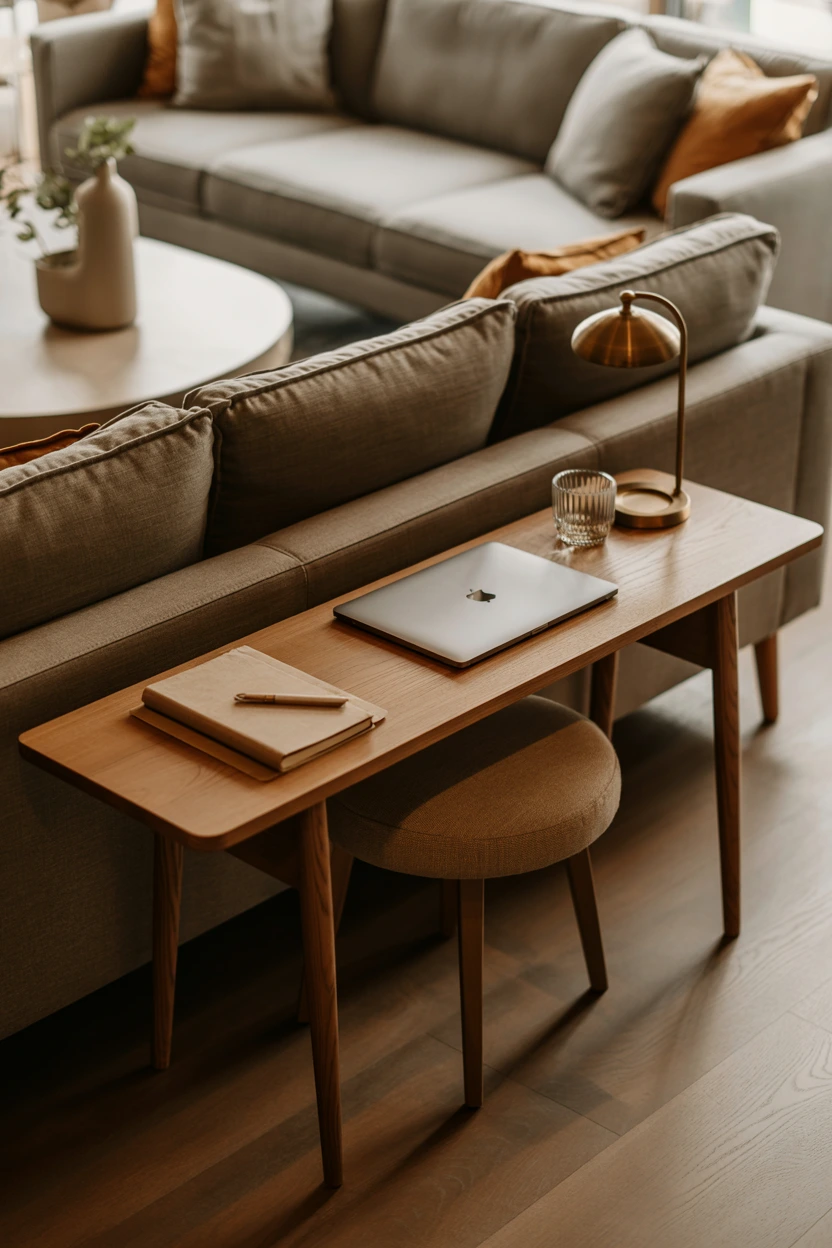 behind-the-sofa console workspace