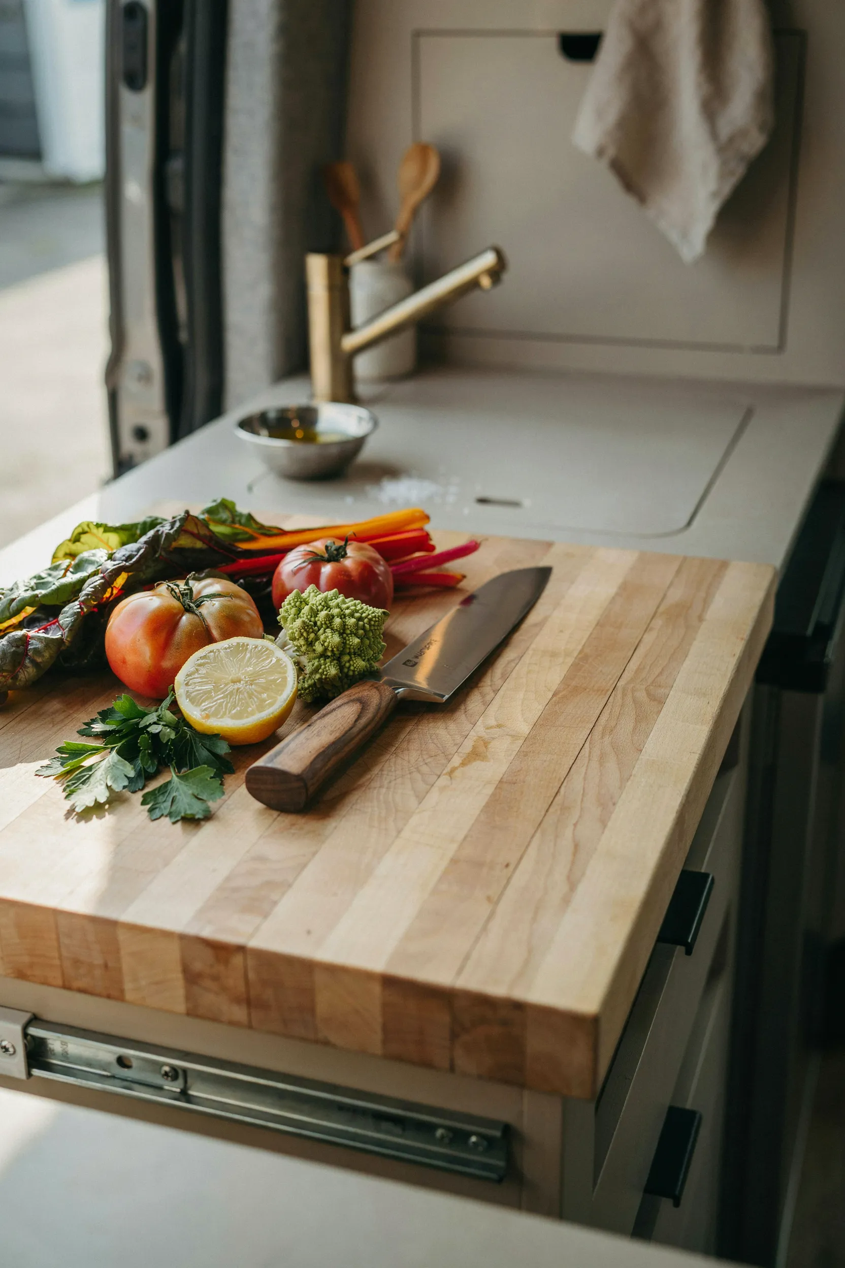 pull-out butcher block counters