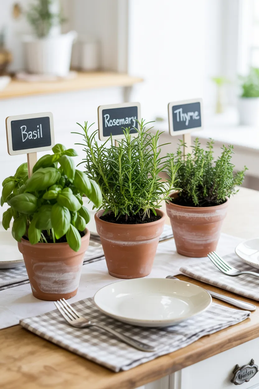 mini potted herbs