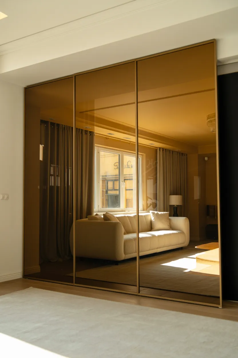 mirrored accent walls