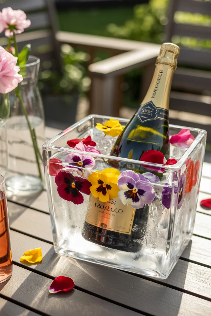 edible floral ice buckets