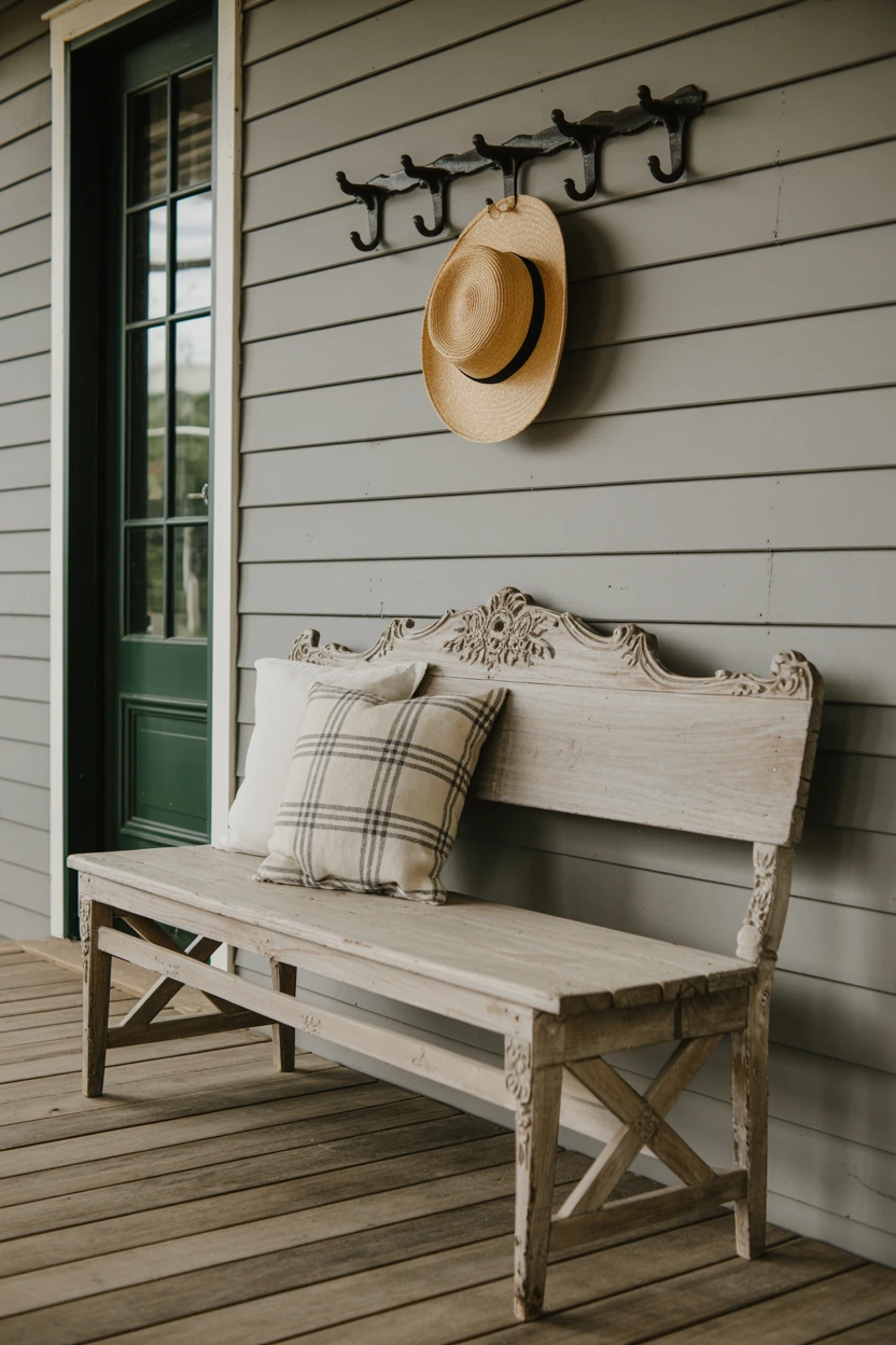vintage wooden benches