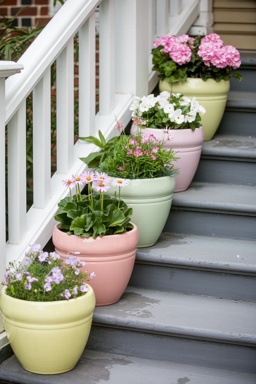 pastel ceramic planters