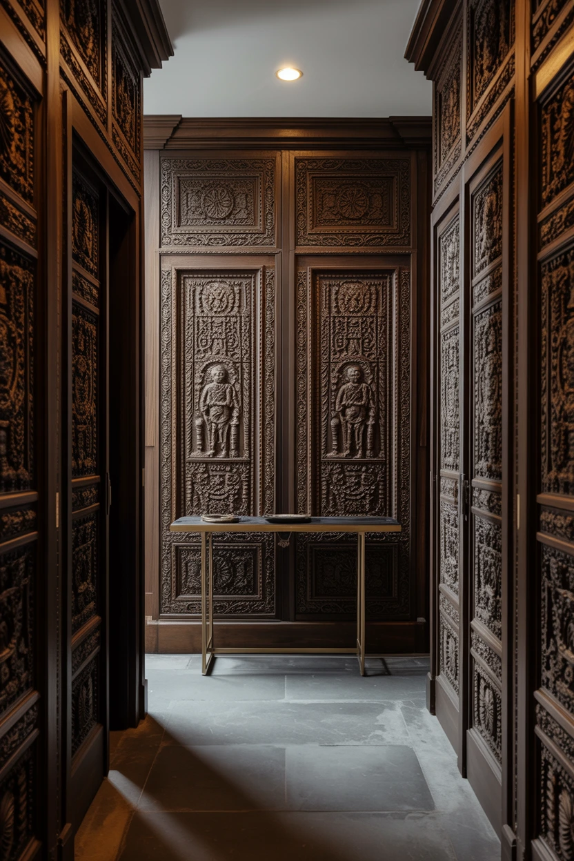 carved wooden panels
