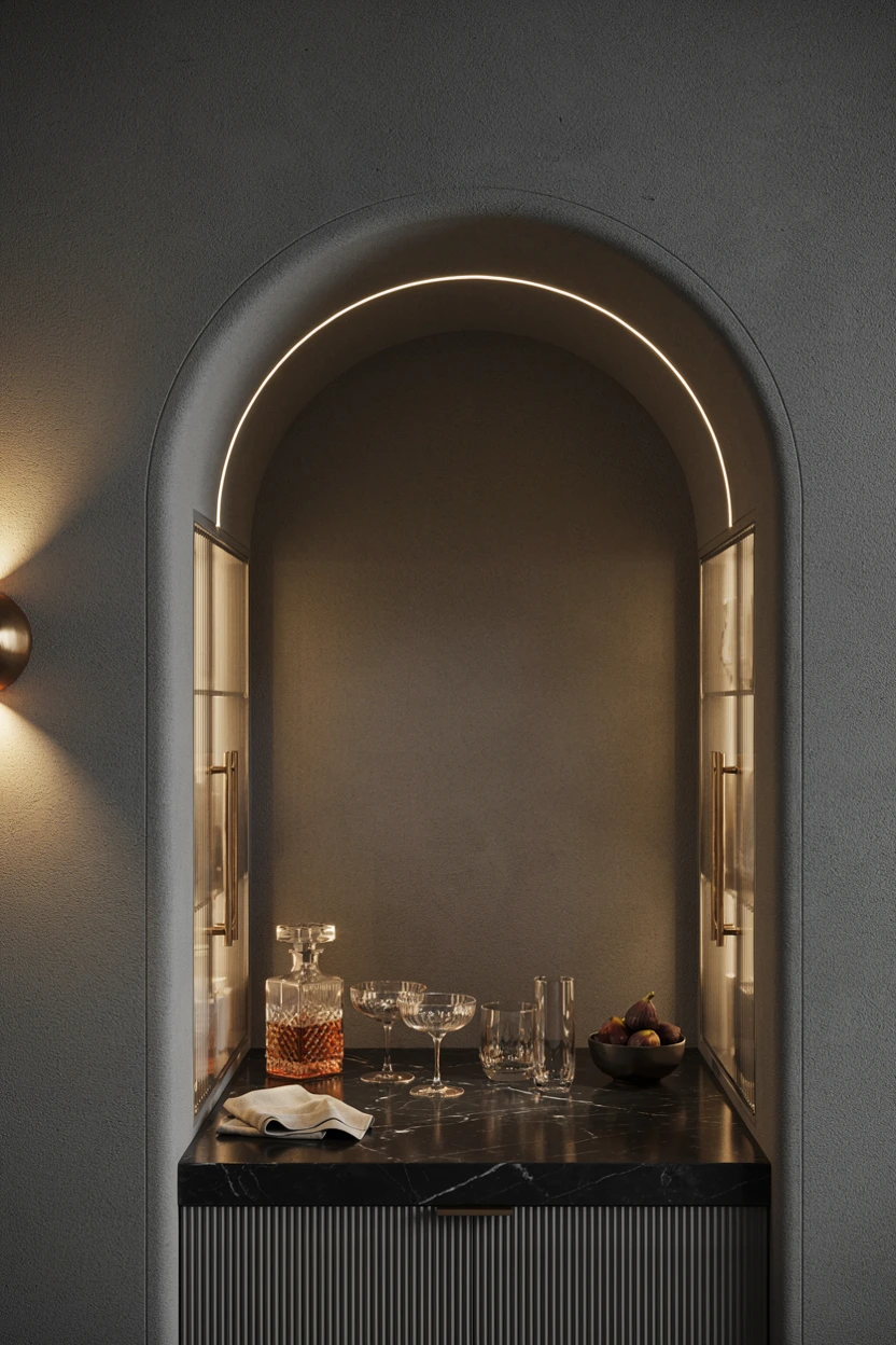 recessed arch backlit nook