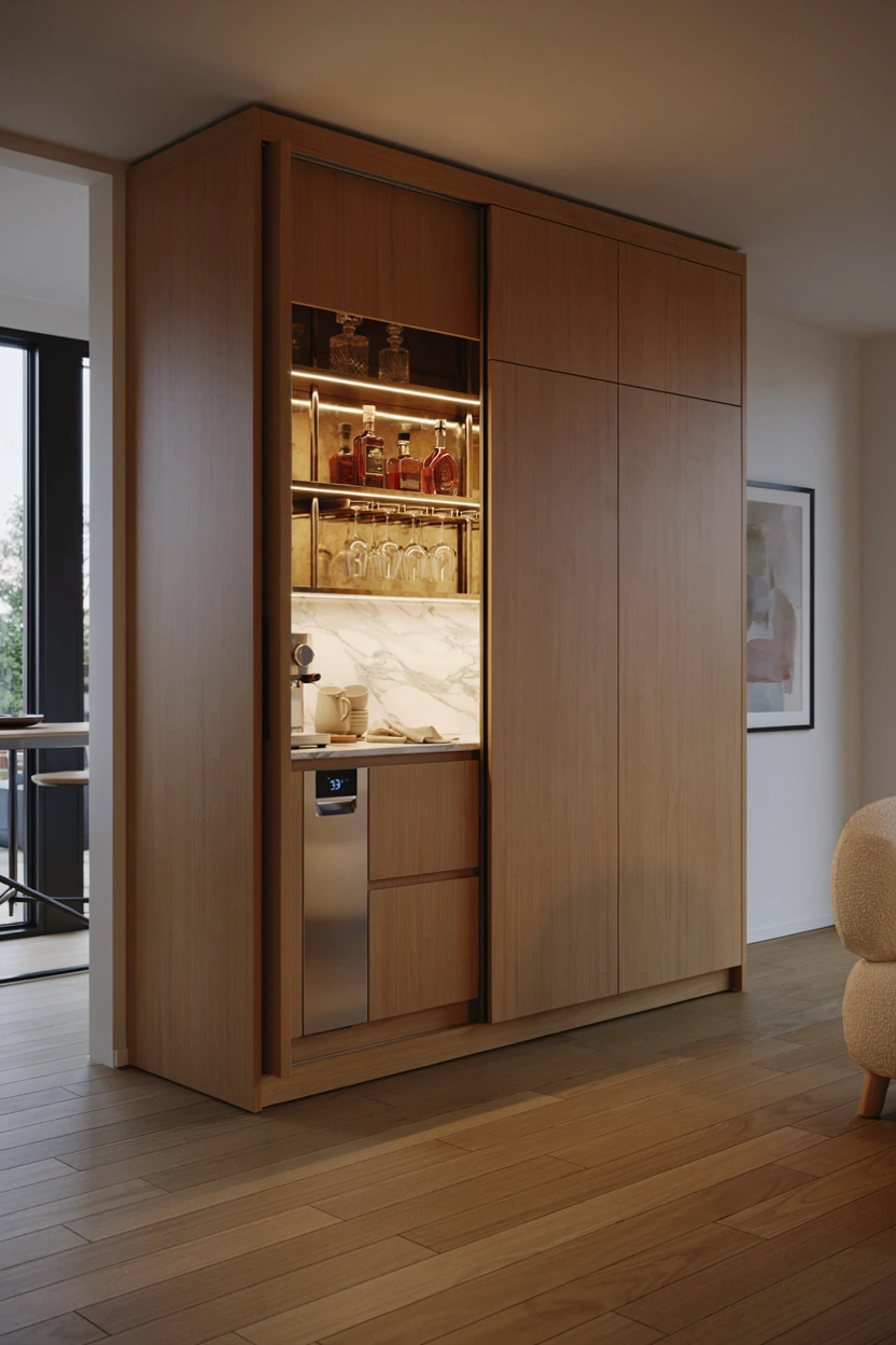 hidden pocket door cabinet