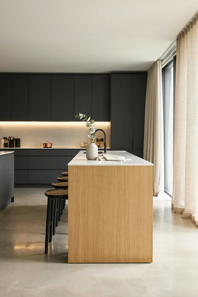 charcoal and light oak