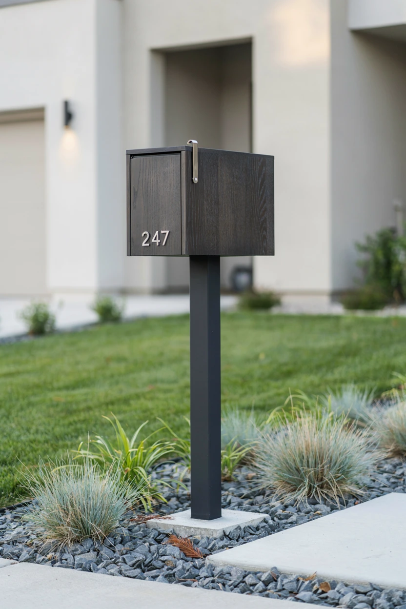 modern wooden mailbox