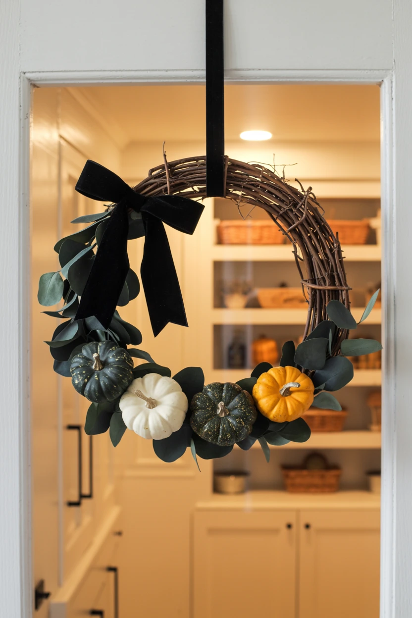 rustic pumpkin kitchen wreath