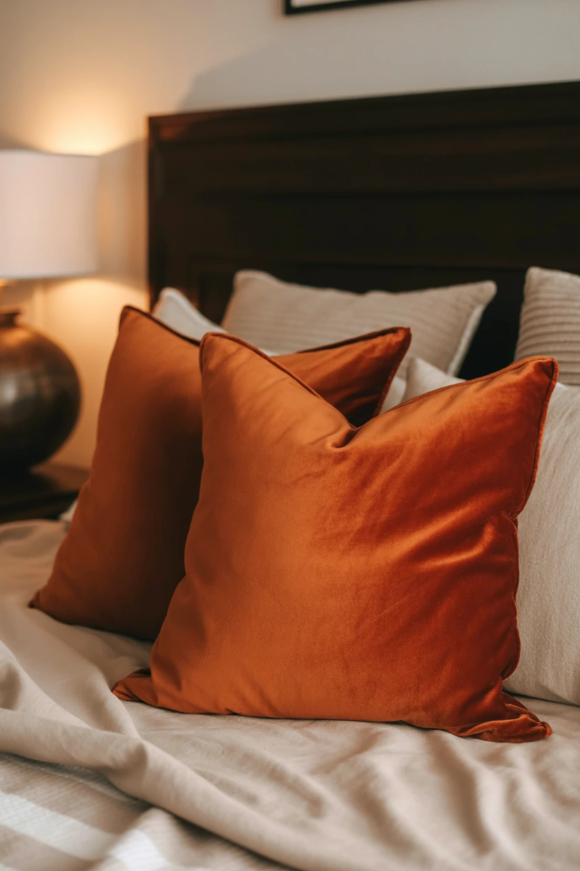 burnt orange throw pillows