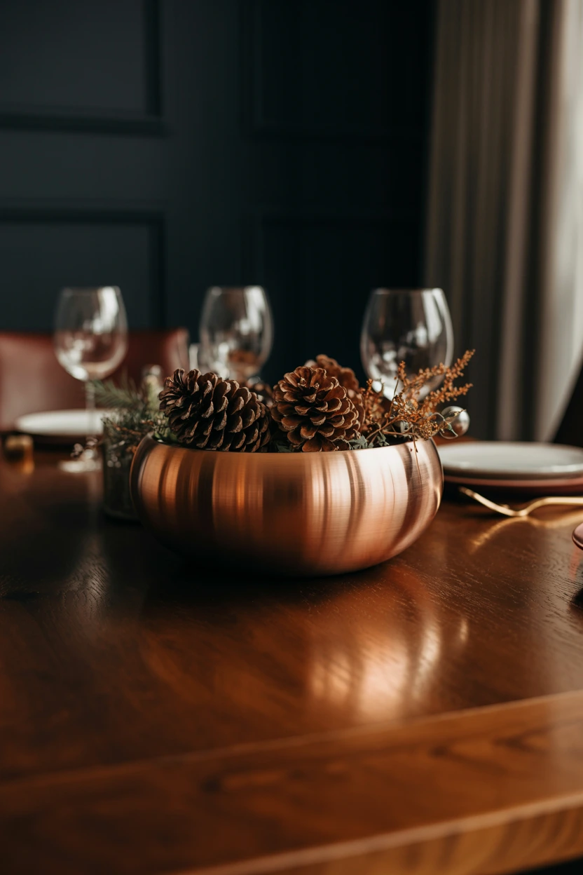 warm copper table bowls