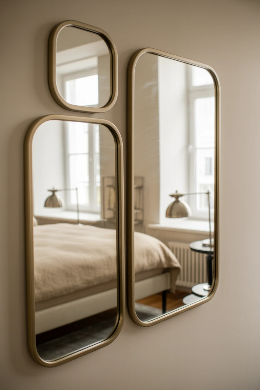 layered wall mirror trio
