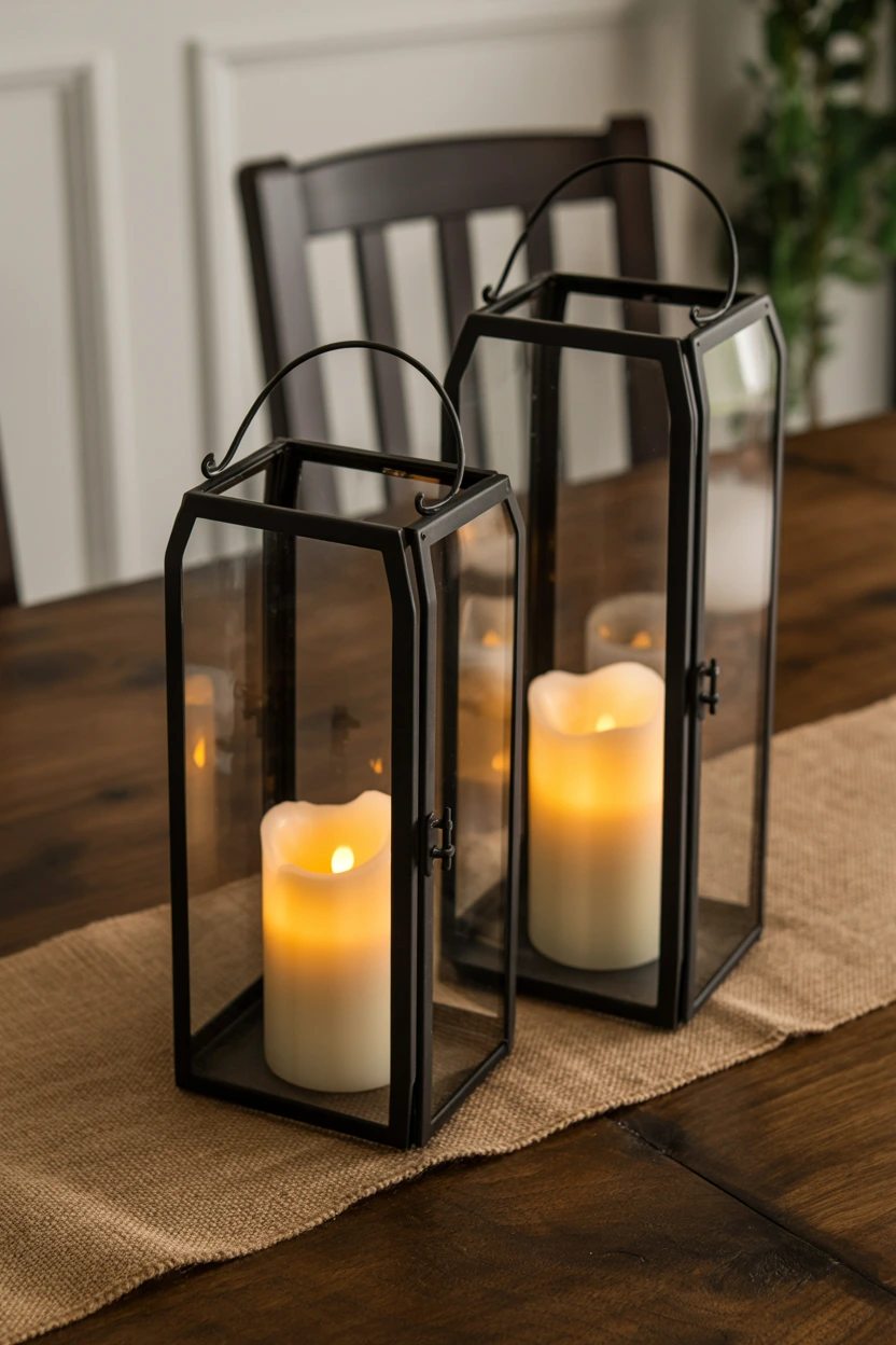 matte black lantern centerpieces