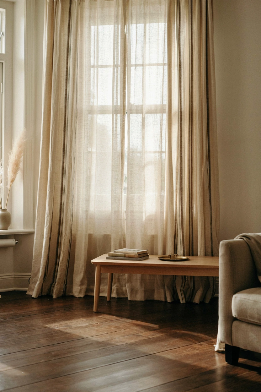subtle striped curtains