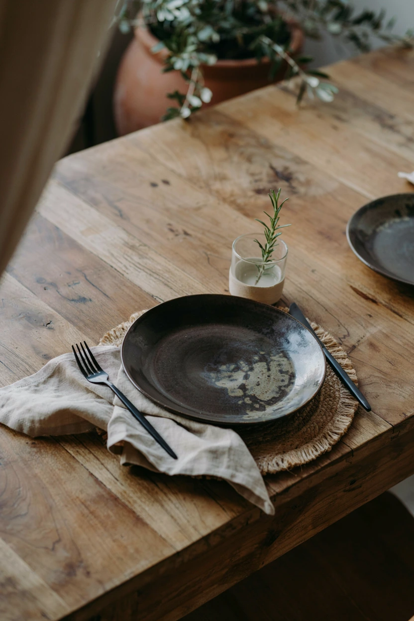 earthy stoneware dish settings