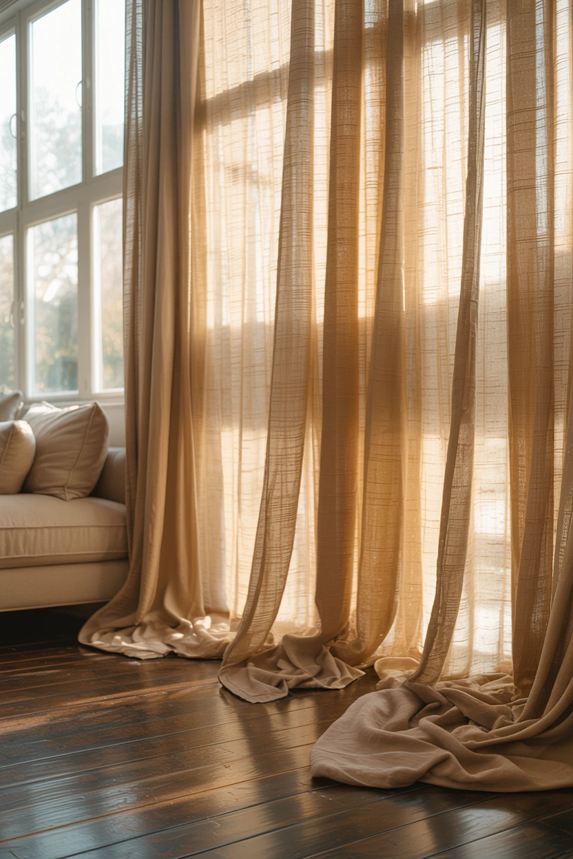 tonal linen window drapes