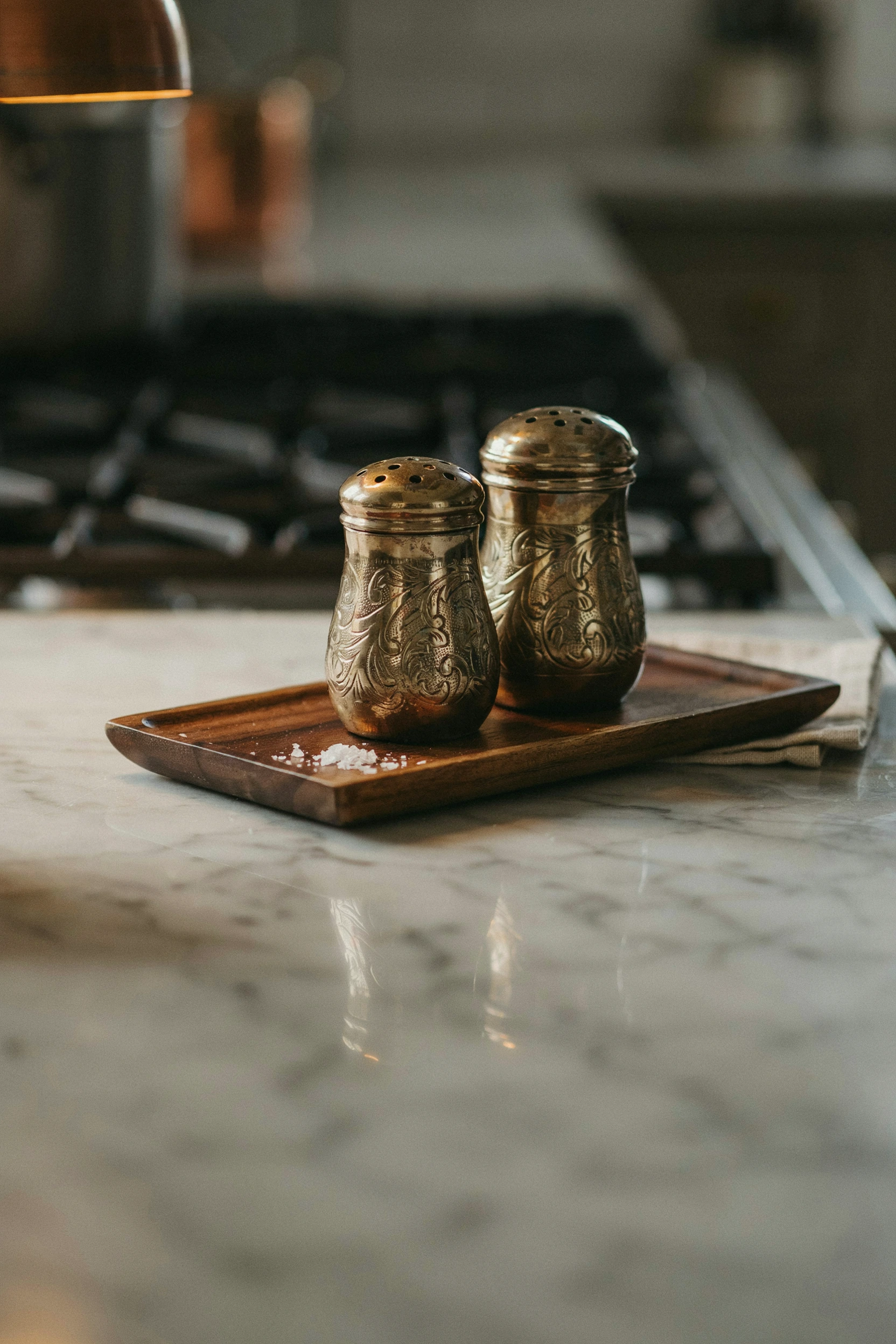 vintage brass salt shakers