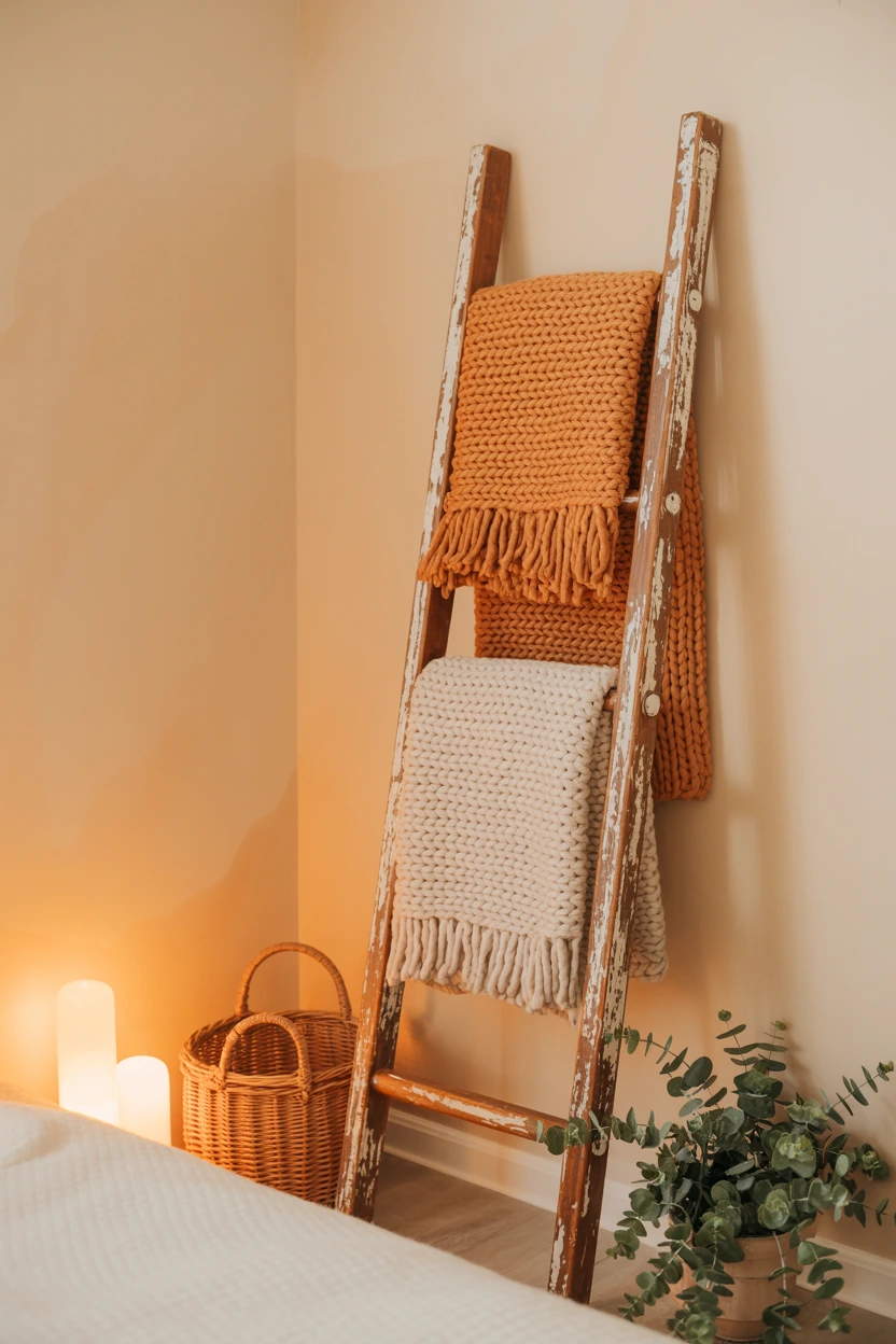 distressed wood ladder racks