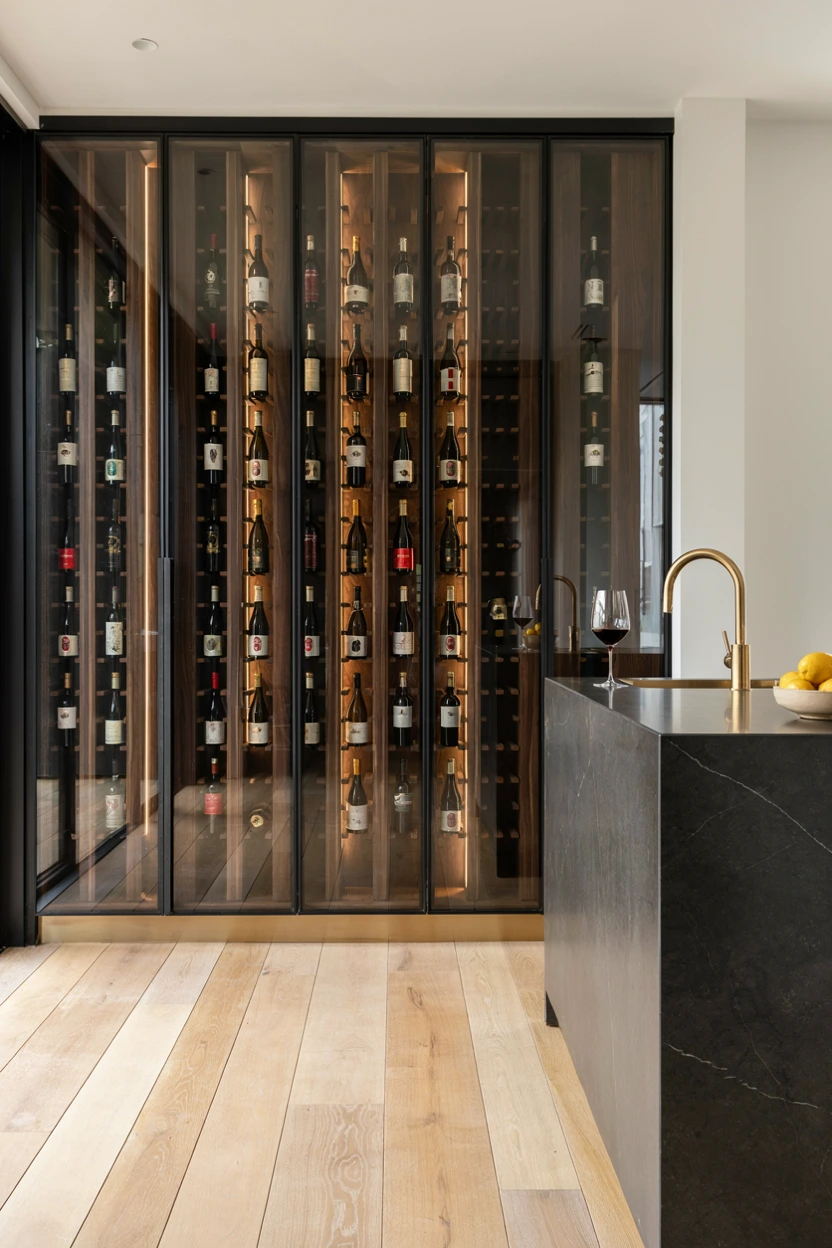 built-in wine cellar display