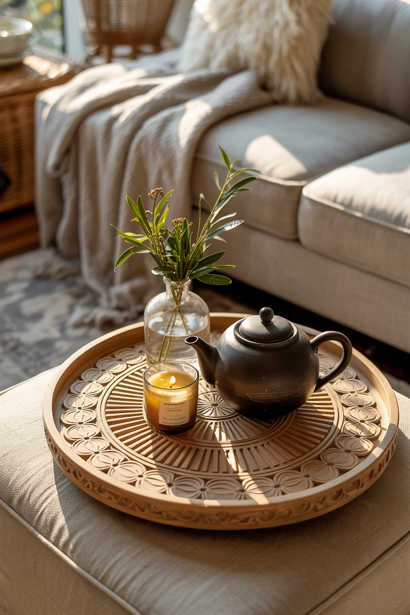 carved wooden decorative trays