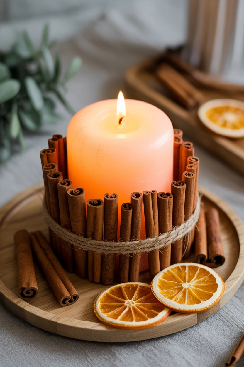 cinnamon stick candle rings