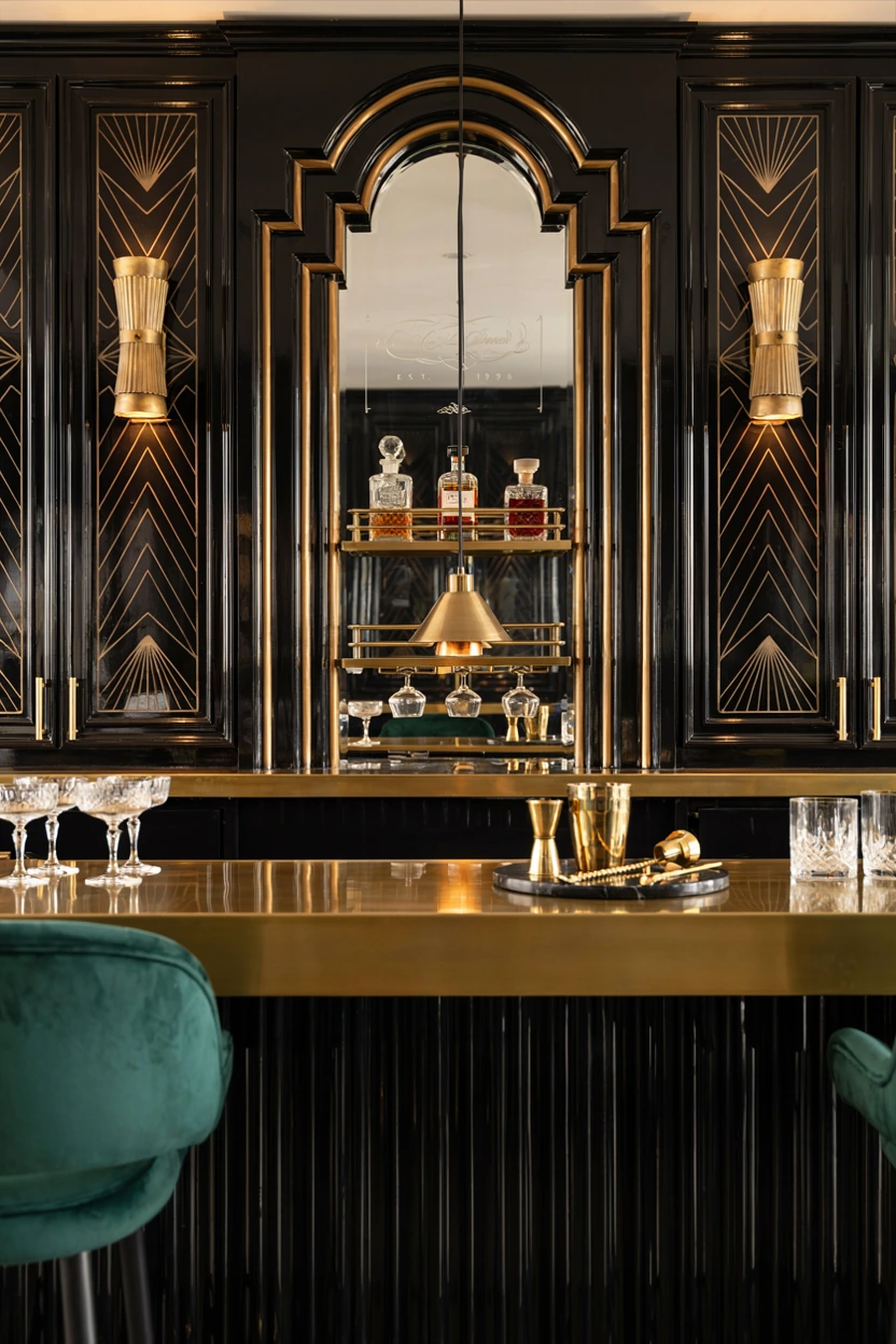 art deco geometric bar